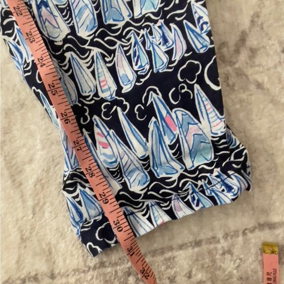 Lilly Pulitzer Taron Linen Pants Low Tide Sailboats Small Coastal Nautical - Picture 14 of 14